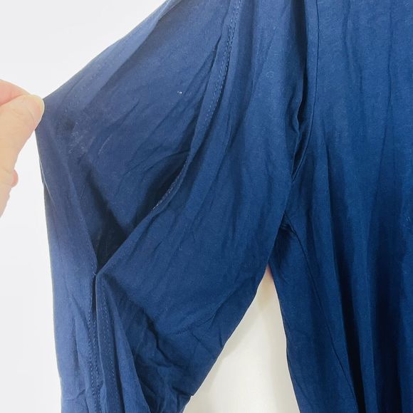Lulus Blue Long Sleeve V-Neck Open Cold Shoulder Tunic Top Shirt‎ Womens Large - Picture 4 of 6